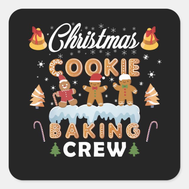 CHRISTMAS COOKIE BAKING CREW SQUARE STICKER (Front)
