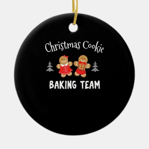 Christmas cookie baking team  gingerbread man ceramic ornament