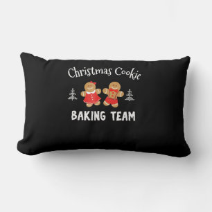 Christmas cookie baking team gingerbread man lumbar pillow