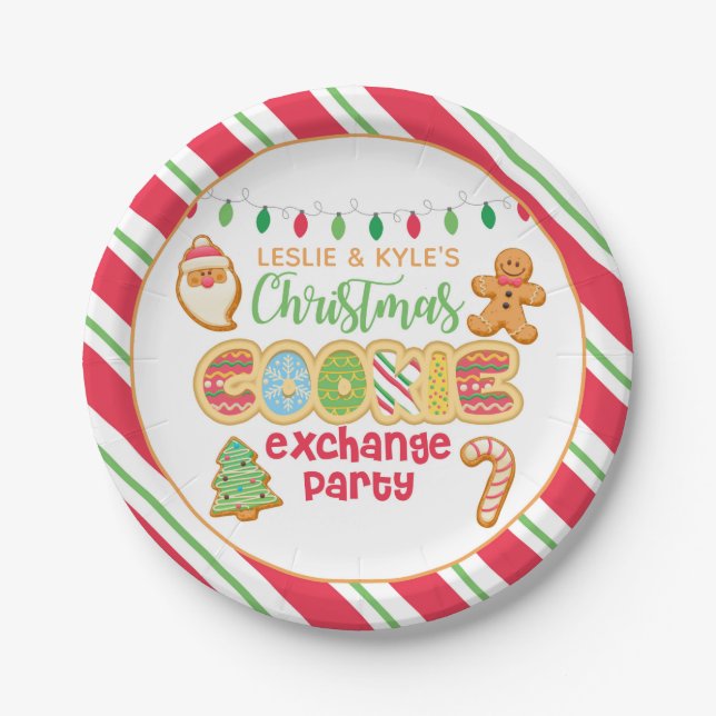 Christmas Cookie Christmas Exchange Party Paper Plates (Front)