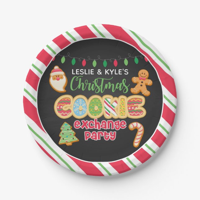 Christmas Cookie Christmas Exchange Party - White Paper Plates (Front)