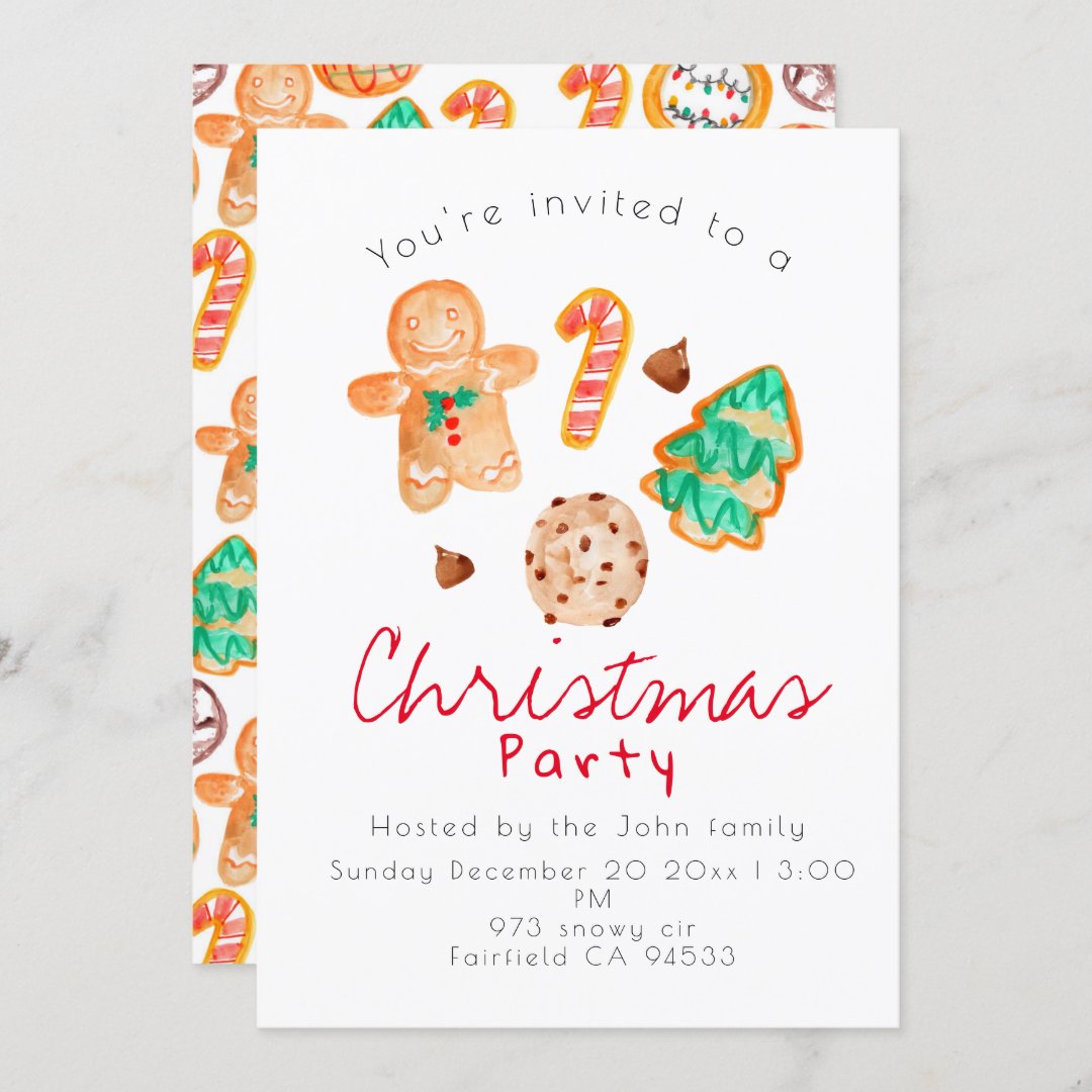 Christmas cookie Christmas party invitation | Zazzle