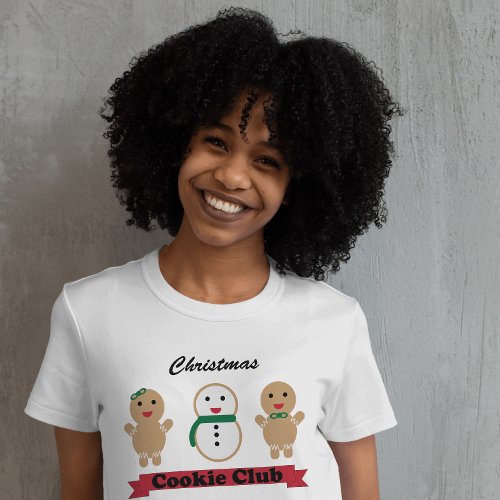 Christmas Cookie Club Funny Dark Text T_Shirt