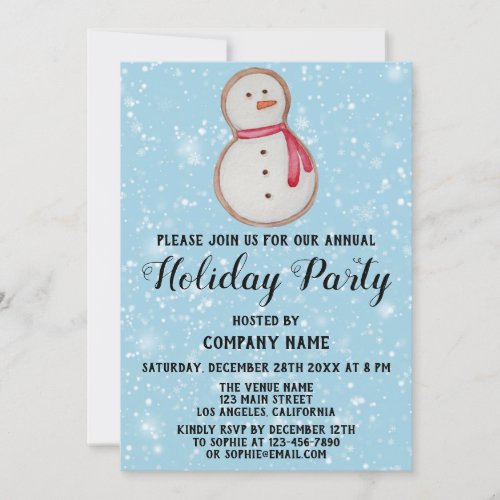 Christmas Cookie Company Holiday Party Blue Snow Invitation
