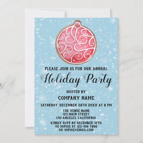 Christmas Cookie Company Holiday Party Red Ball Invitation