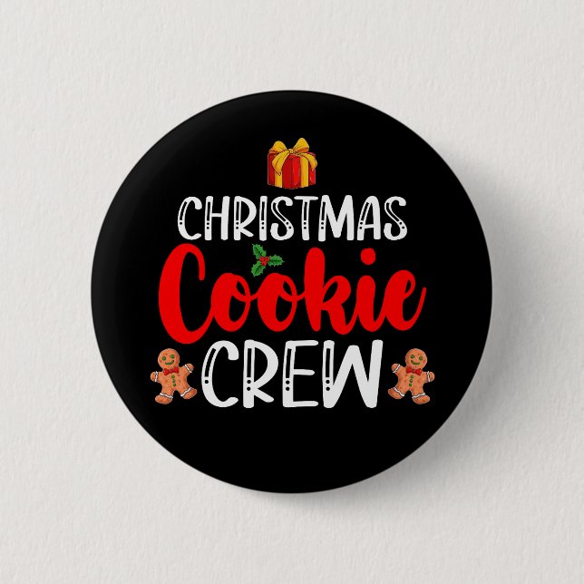 Christmas Cookie Crew Family Pajamas Xmas Holiday Button (Front)