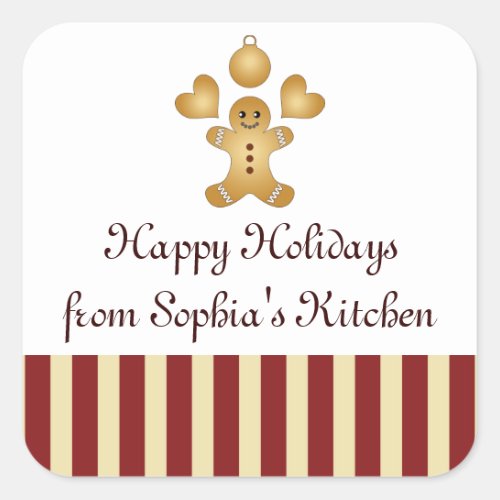 Christmas Cookie Cute Gingerbread Man Homemade Square Sticker
