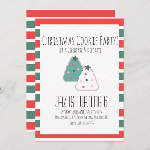 Christmas Cookie Decorating Baking Birthday Party Invitation