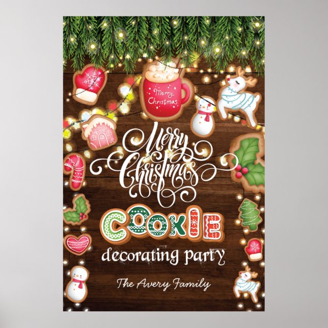 Christmas Cookie Decorating Family Name Poster (Front)