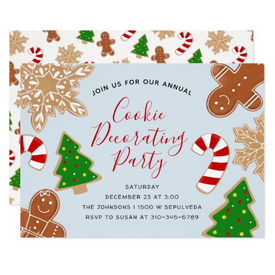 christmas cookie decorating holiday party invitation zazzle com
