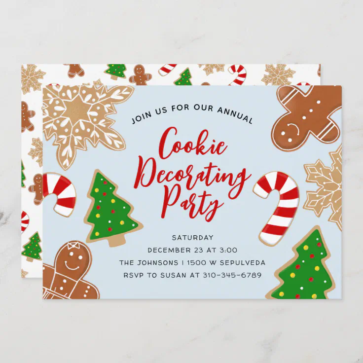 holiday cookie decorating party invitations