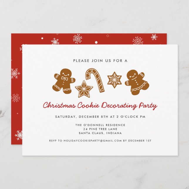 Christmas Cookie Decorating Party Invitation (Front/Back)