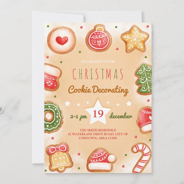 Christmas cookie decorating party invitation  (Front)