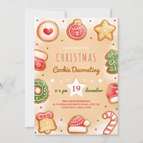 Christmas cookie decorating party invitation 