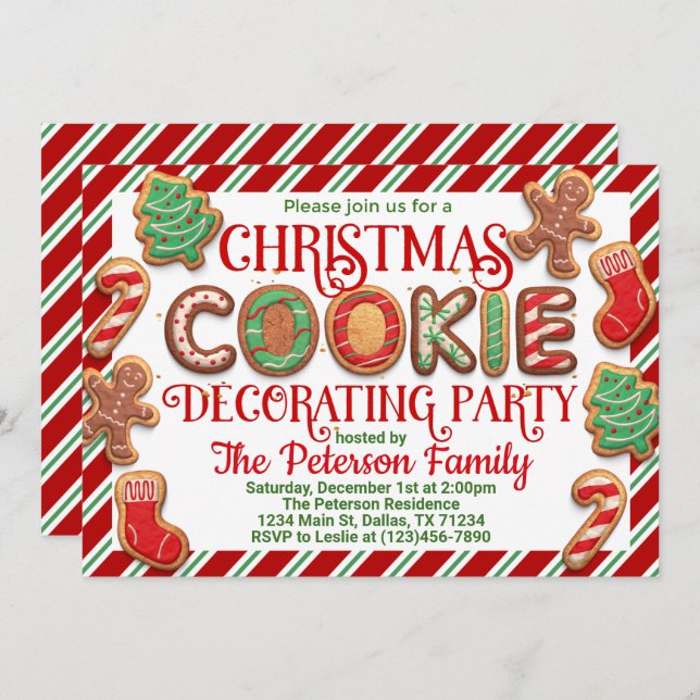 Christmas Cookie Decorating Party Invitation (Front/Back)