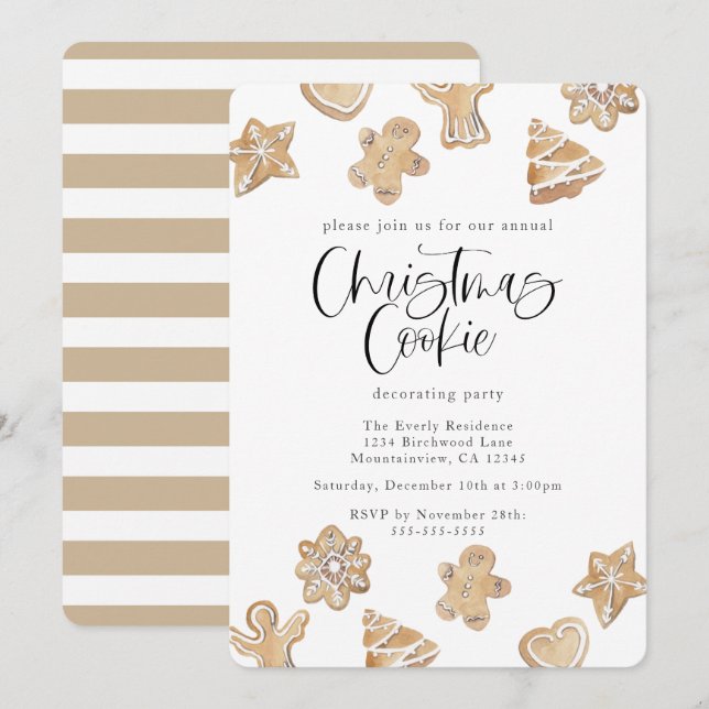Christmas Cookie Decorating Party Invitation (Front/Back)