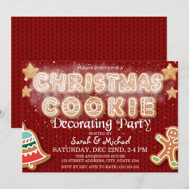 Christmas Cookie Decorating Party Modern Invitation (Front/Back)