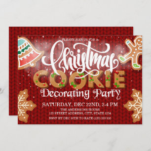 Christmas Cookie Decorating Party Red Invitation