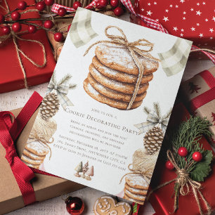 Christmas Cookie Decorating Party Watercolor Invitation