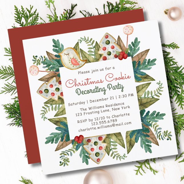 Christmas Cookie Decorating Party Watercolor Invitation (Creator Uploaded)