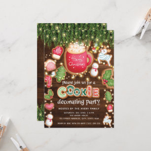 Christmas Cookie Decorating Party Wood Invitation