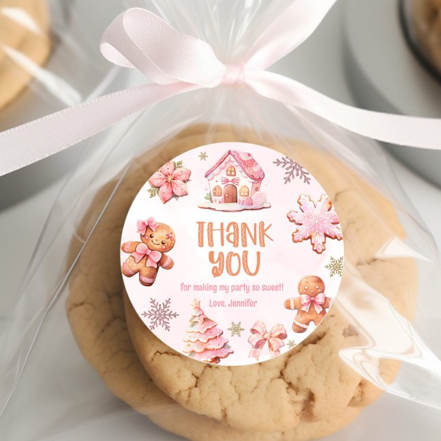 Christmas Cookie decoration party thank you Classic Round Sticker (Creator Uploaded)