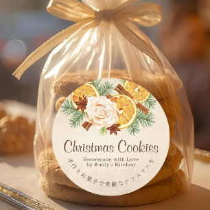 Christmas Cookie Dried Orange Kraft Paper Elegant Classic Round Sticker