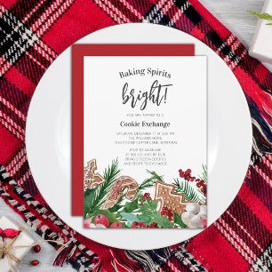 Christmas Cookie Exchange Baking Spirits Bright Invitation
