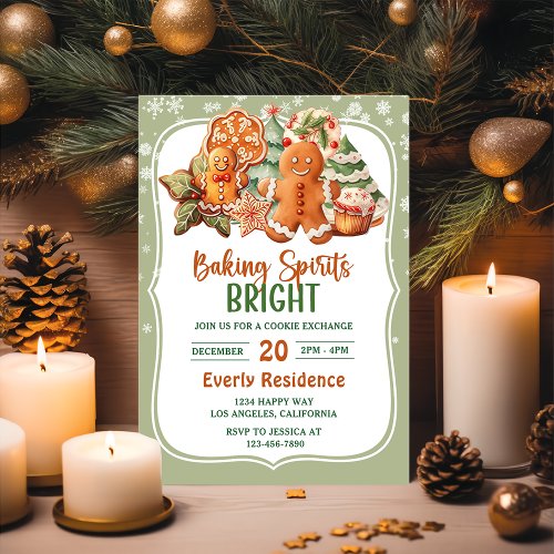 Christmas Cookie Exchange Baking Spirits Bright  Invitation