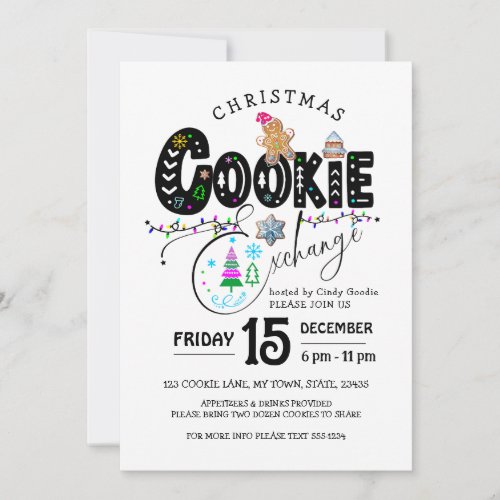 Christmas Cookie Exchange Colorful Holiday  Invitation