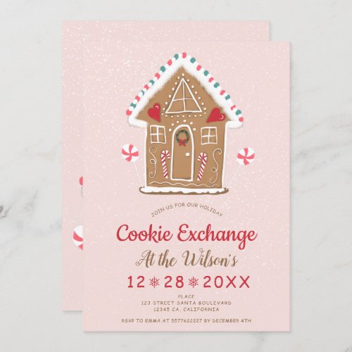Christmas cookie exchange cute ginger bread house invitation
