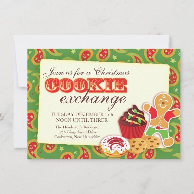 Christmas Cookie exchange & etiquette invitation (Front)