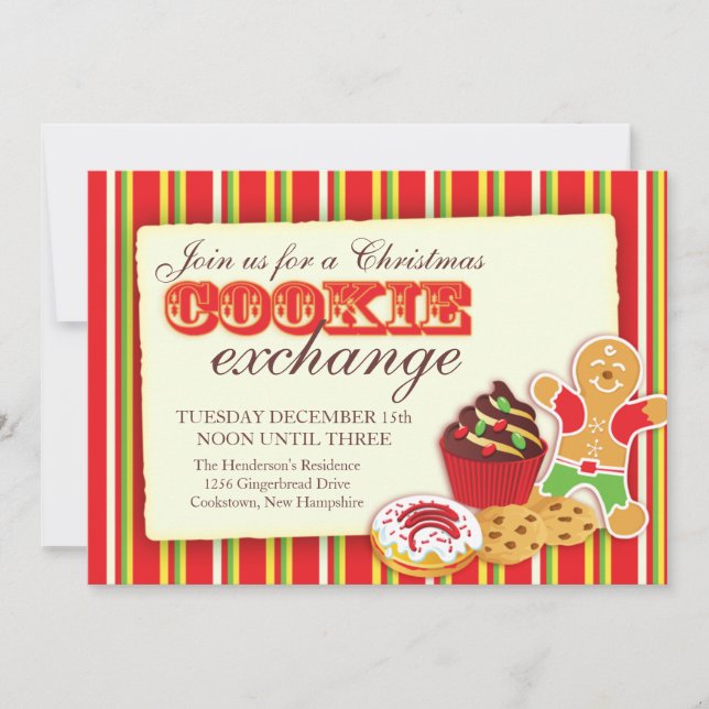 Christmas Cookie exchange & etiquette invitation (Front)