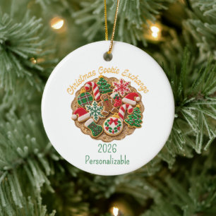 Christmas Cookie Exchange Gift Ceramic Ornament