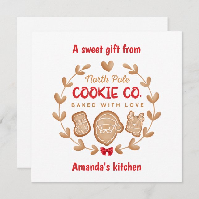 Christmas Cookie Exchange Gingerbread Red Holiday Card (Front/Back)