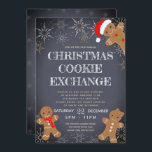 Christmas Cookie Exchange Invitation<br><div class="desc">Christmas Cookie Exchange Invitation.Customizable text on chalkboard with sweet little gingerbread men and snowflakes. Excellent for your Christmas holiday cookie swaps. Colors white, gold, pale blue, charcoal, yellow, red, ginger, and green. Full color full bleed printing front & back. Find matching products in our store, Life on Memory Lane, and...</div>