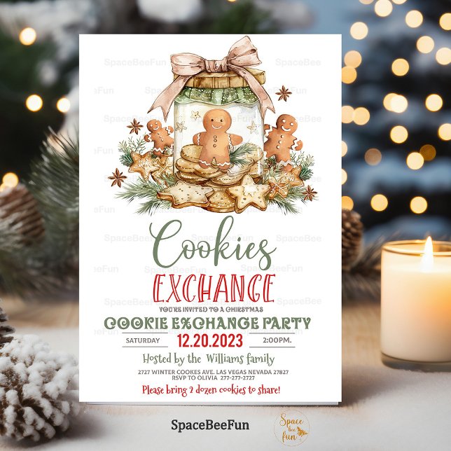 Christmas cookie exchange invitation Holiday cook (Christmas cookie,exchange invitation,Template digital,Holiday cookie,exchange party,Personalize,Cook)