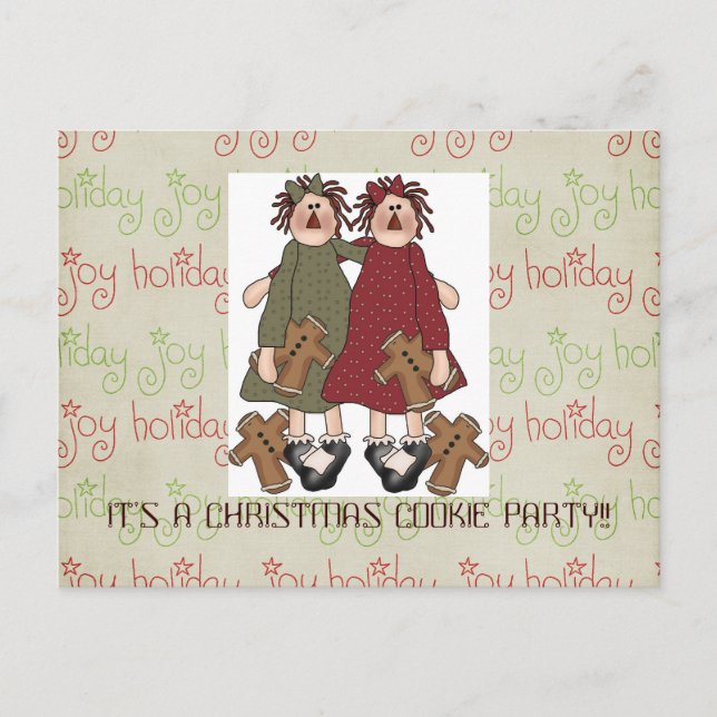 Christmas cookie exchange invitation postcard (Front)