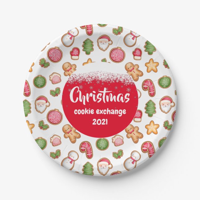 Christmas Cookie Exchange Paper Plates (Front)