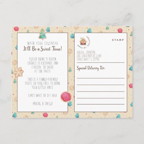 Christmas Cookie Exchange Party Budget Invitation Postcard