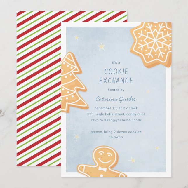 Christmas Cookie Exchange Party Cute Holiday Swap Invitation (Front/Back)