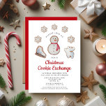 Christmas Cookie Exchange Party Cute Snowman Invitation<br><div class="desc">Personalized Christmas Cookie Exchange Party Cute Snowman Invitation.</div>