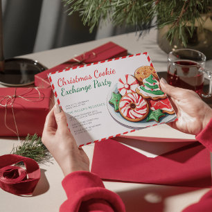 Christmas Cookie Exchange Party Festive Red  Invitation