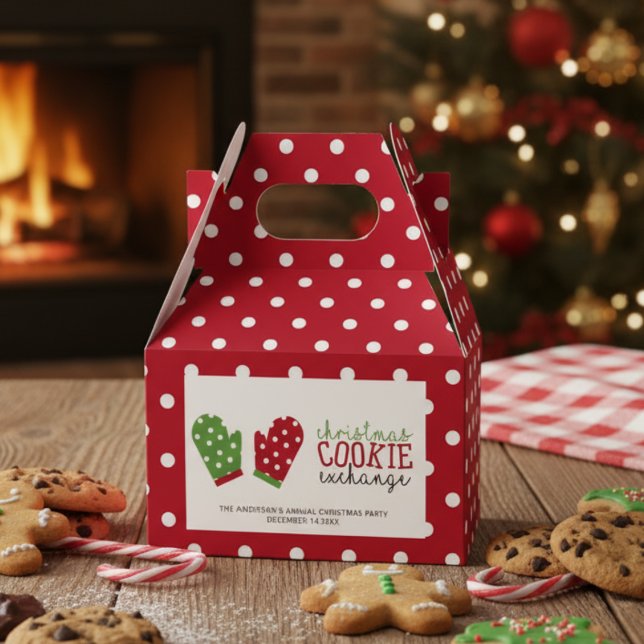 Christmas Cookie Exchange Party Holiday Oven Mitts Favor Boxes (Creator Uploaded)