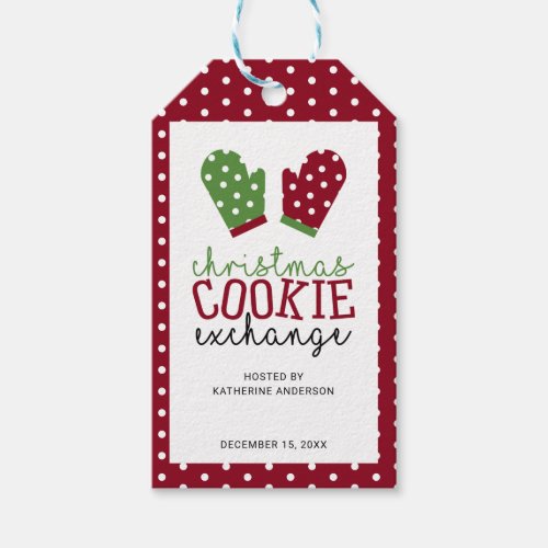 Christmas Cookie Exchange Party Holiday Oven Mitts Gift Tags