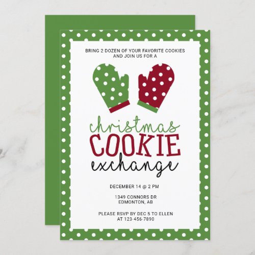 Christmas Cookie Exchange Party Holiday Oven Mitts Invitation