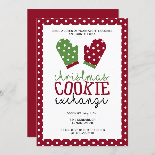 Christmas Cookie Exchange Party Holiday Oven Mitts Invitation