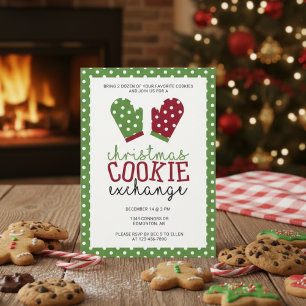 Christmas Cookie Exchange Party Holiday Oven Mitts Invitation