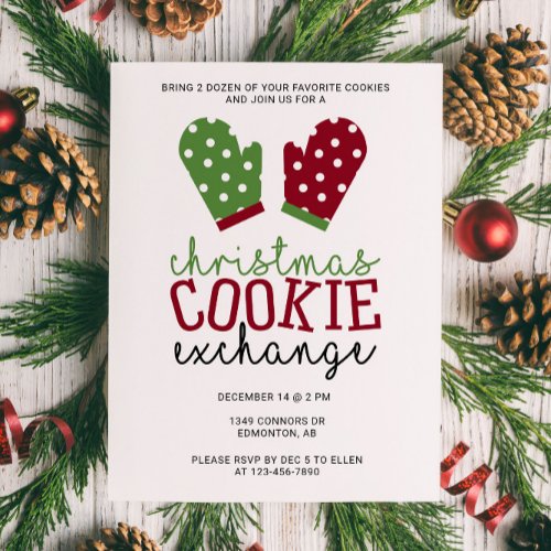 Christmas Cookie Exchange Party Holiday Oven Mitts Invitation