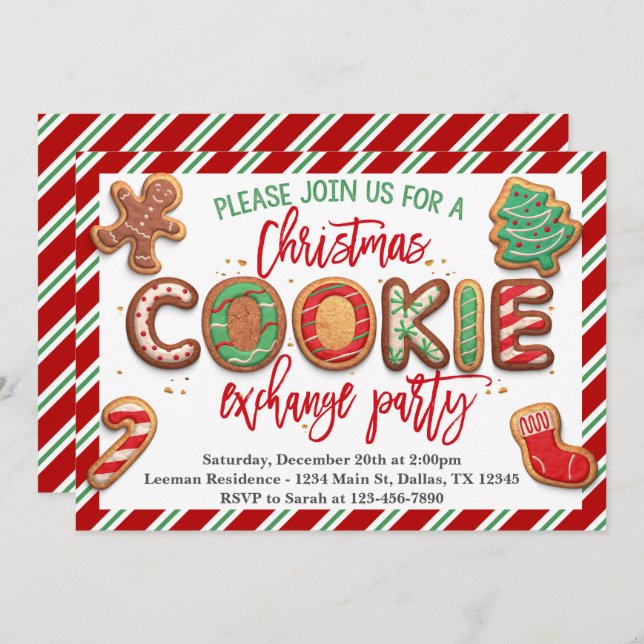 Christmas Cookie Exchange Party Invitation (Front/Back)
